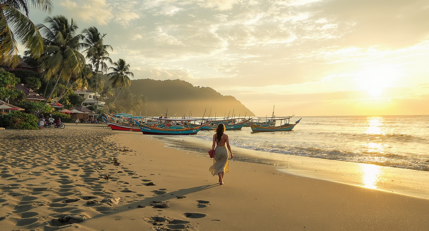 Plage de Sanur au lever du soleil - ancrage terrestre