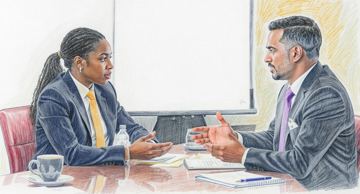 Professional consultation meeting - colored pencil sketch style