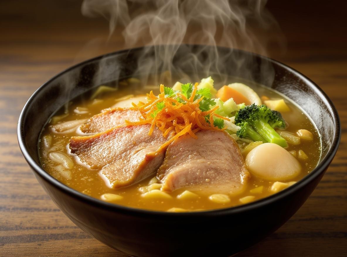 Delicious finished tonjiru soup