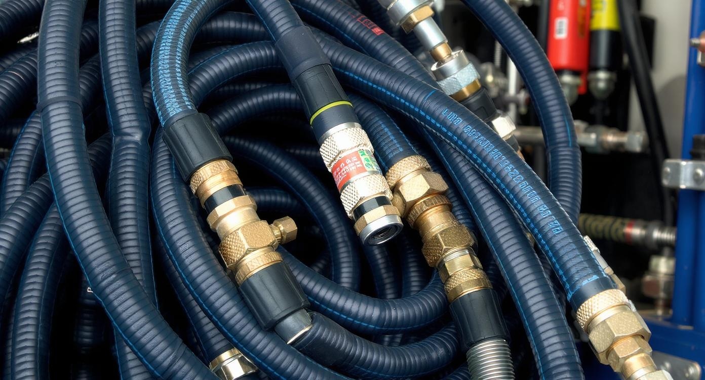 Профессиональные автомоечные рукава крупным планом армированные шланги быстросъемные соединения катушки