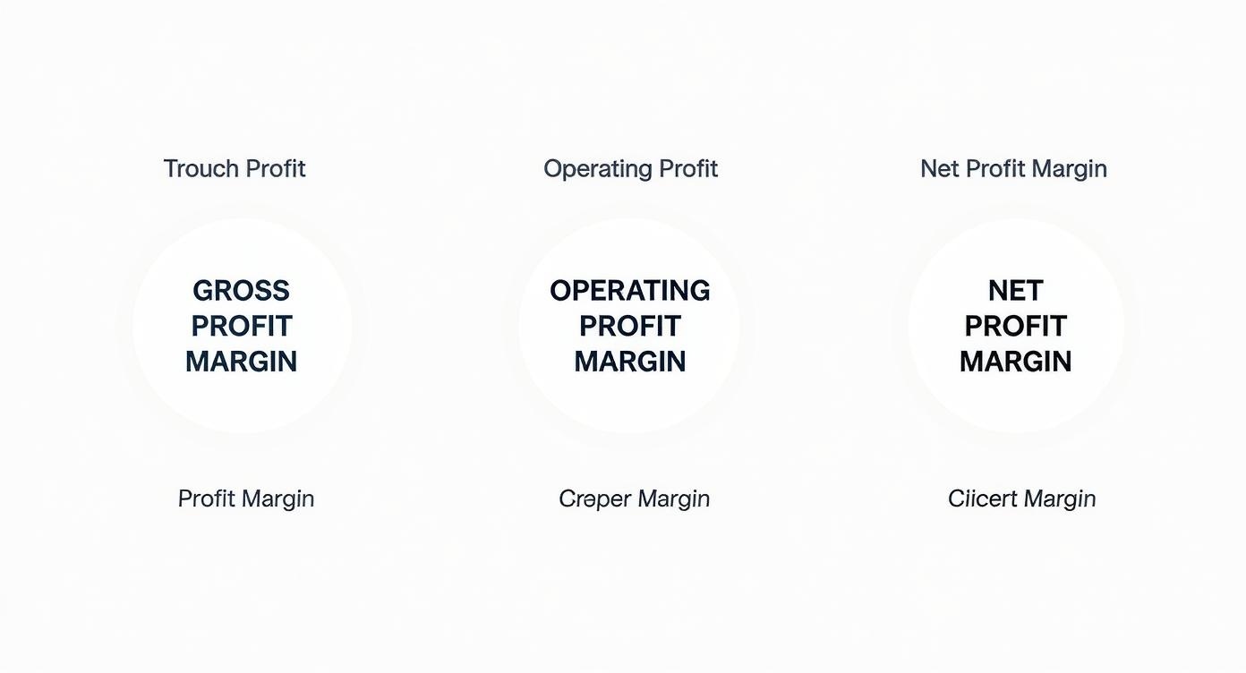 Clean diagram showing three types of profit margin comparison