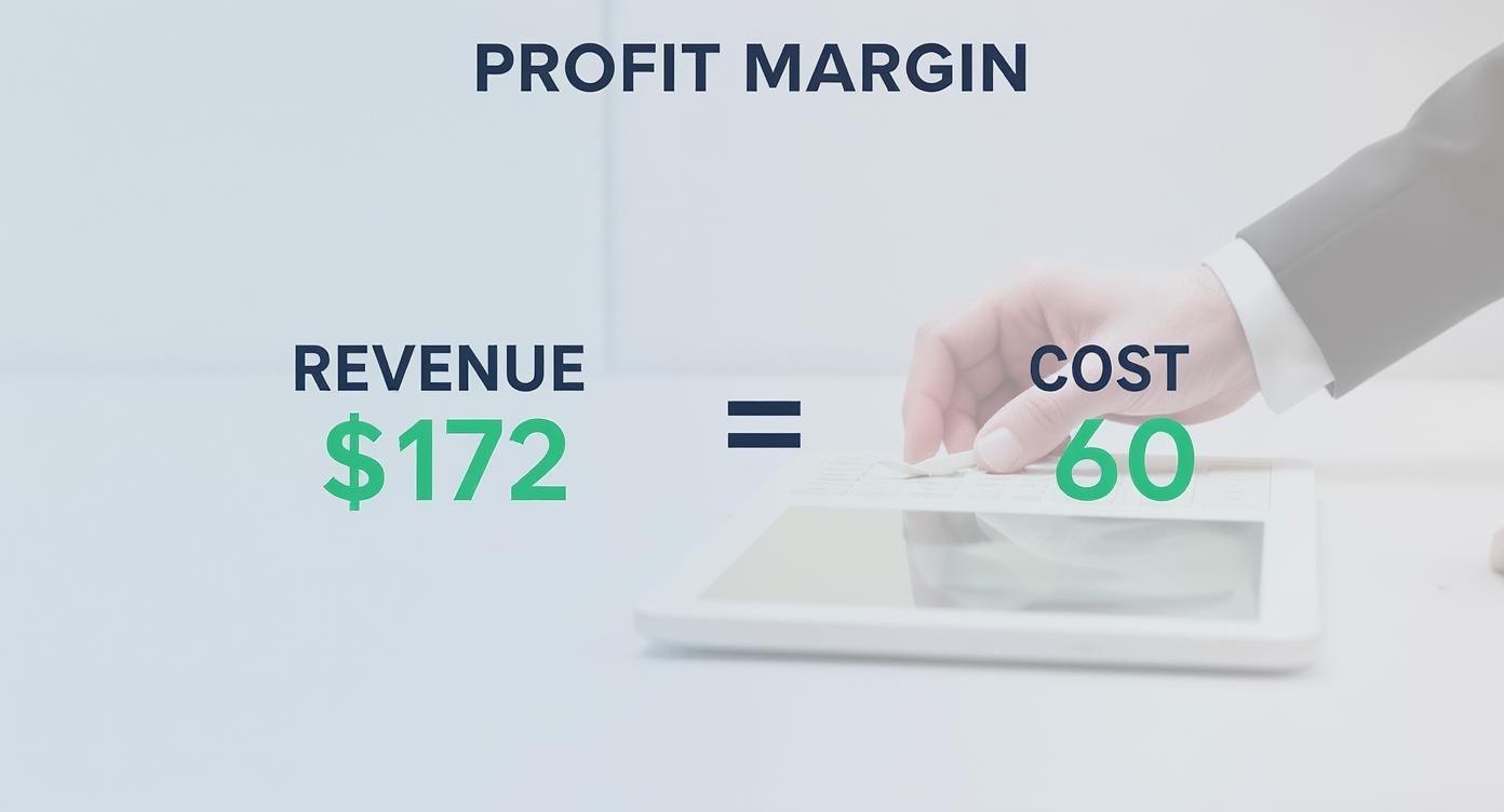 Professional infographic showing profit margin calculation formula