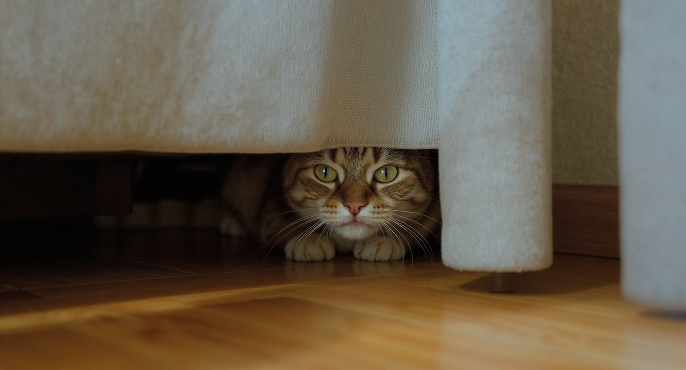 知らない人を警戒する猫