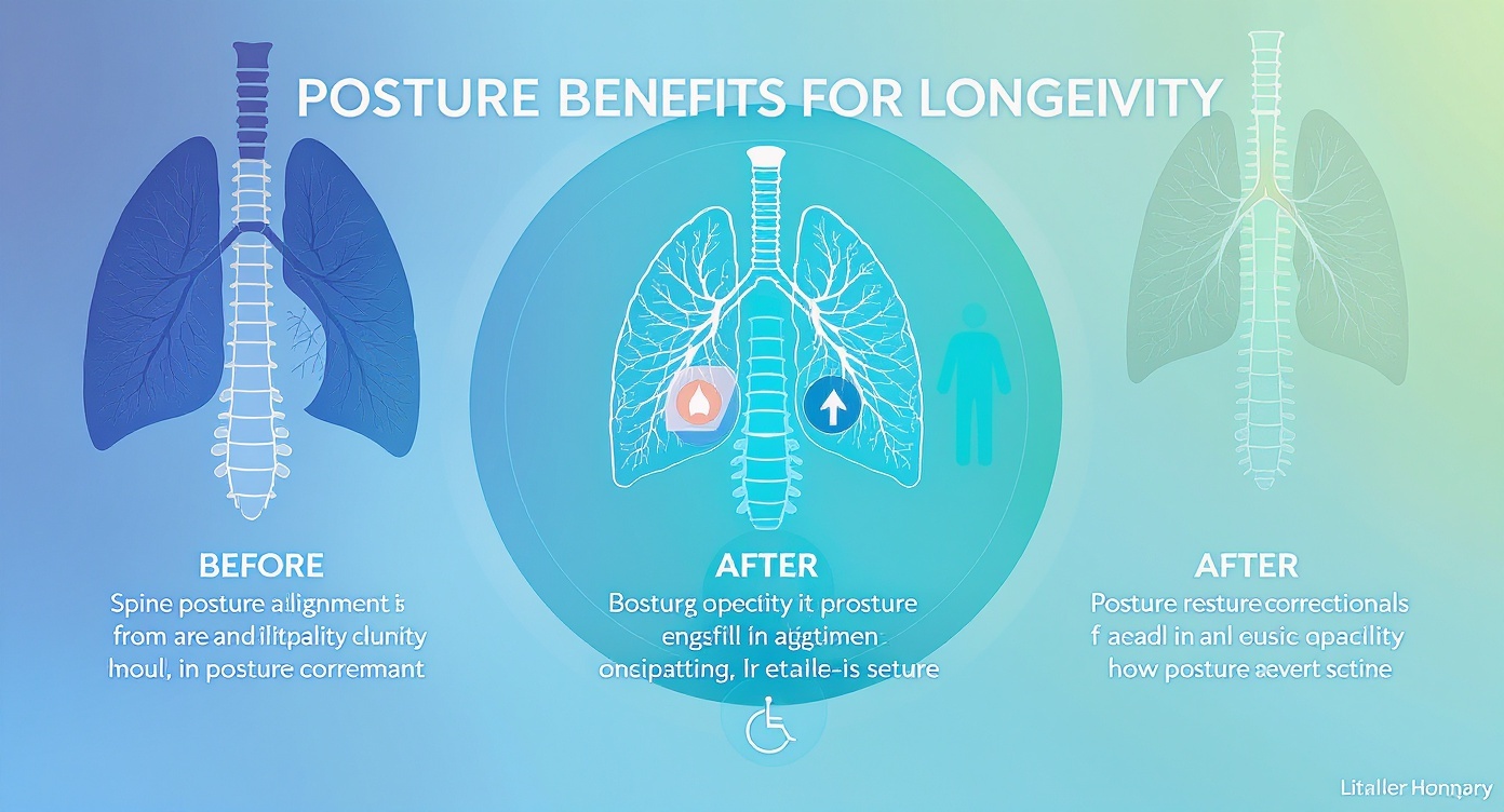 Posture as Longevity Hack benefits infographic