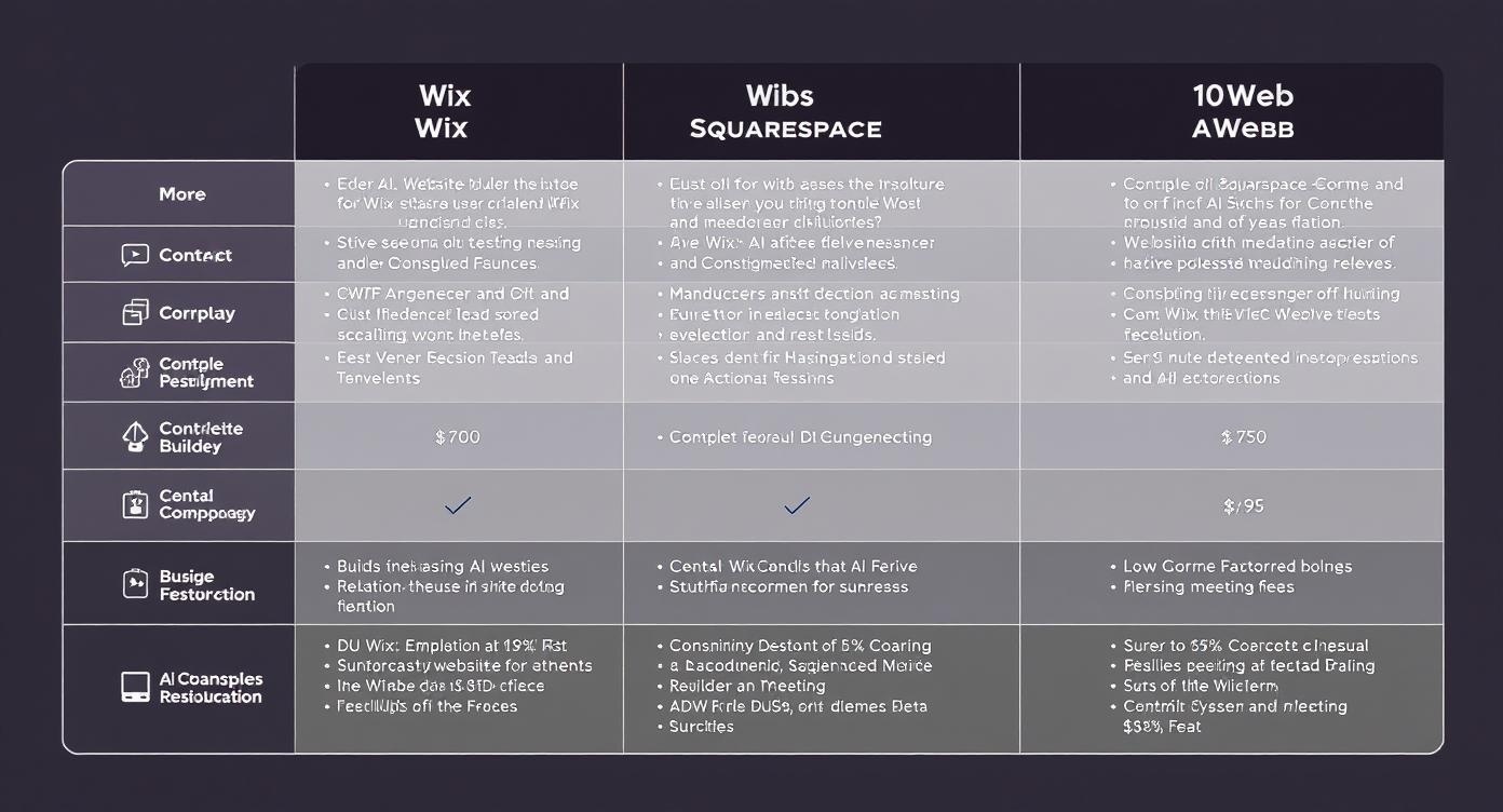 AI Website Builder Comparison Chart 2025