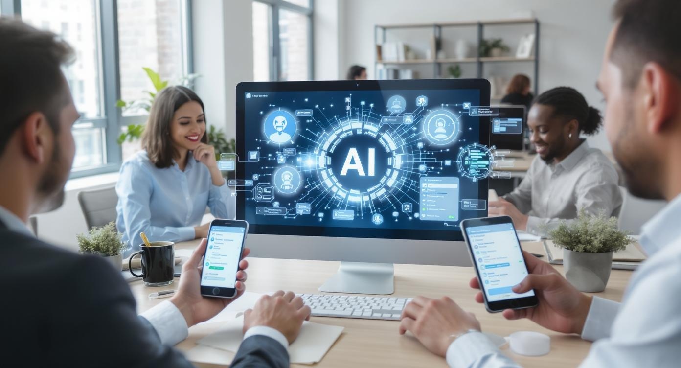 中小企業のAI活用オフィス風景