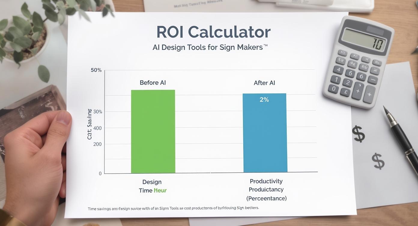 ROI calculator visualization showing time savings and cost benefits of AI design tools