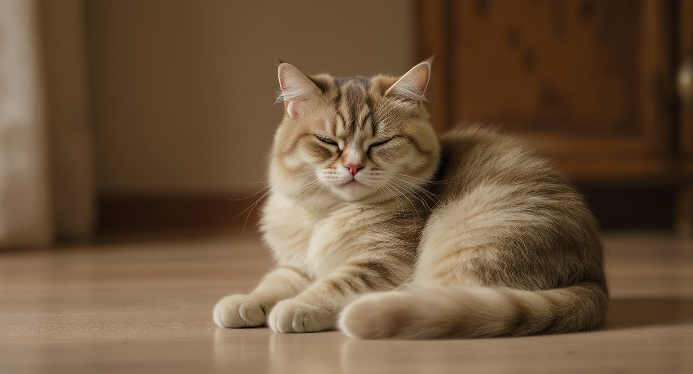 香箱座りで寝る猫