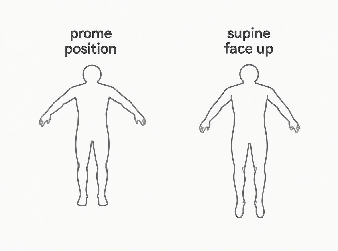prone and supine positions diagram