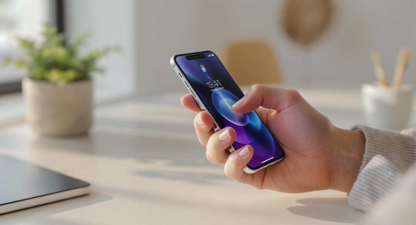 Persona che utilizza iPhone 17 Air mostrando la portabilità estrema e l'eleganza del design ultra-sottile in un ambiente moderno