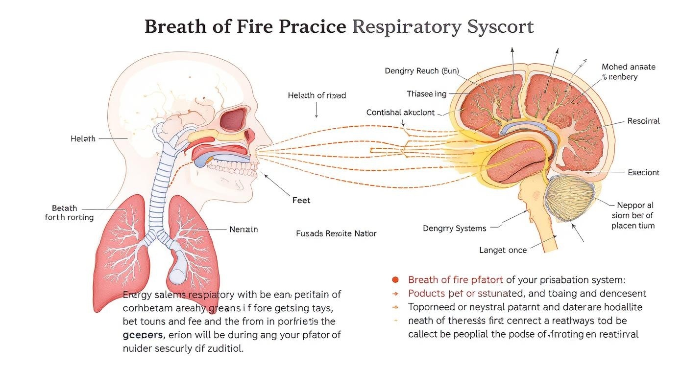 Scientific diagram showing respiratory and nervous system during breath of fire