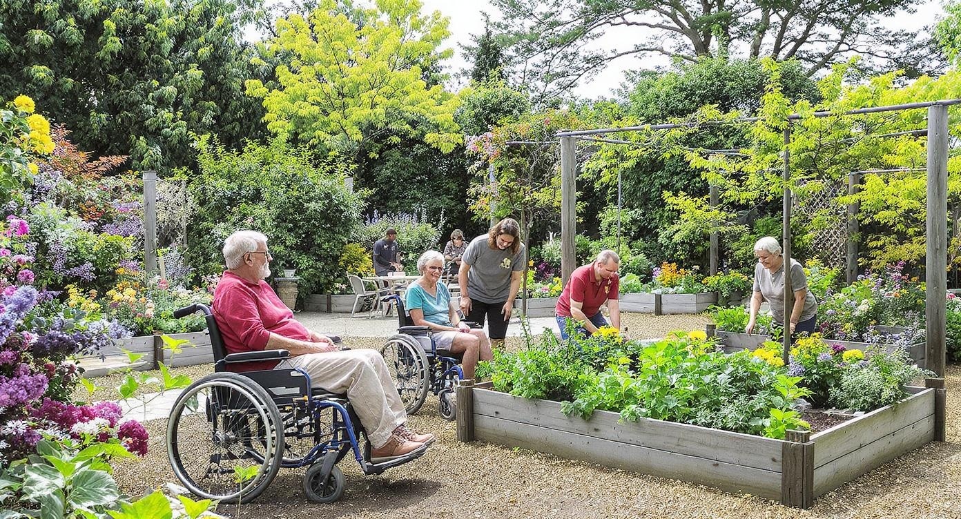 Peaceful garden therapy setting
