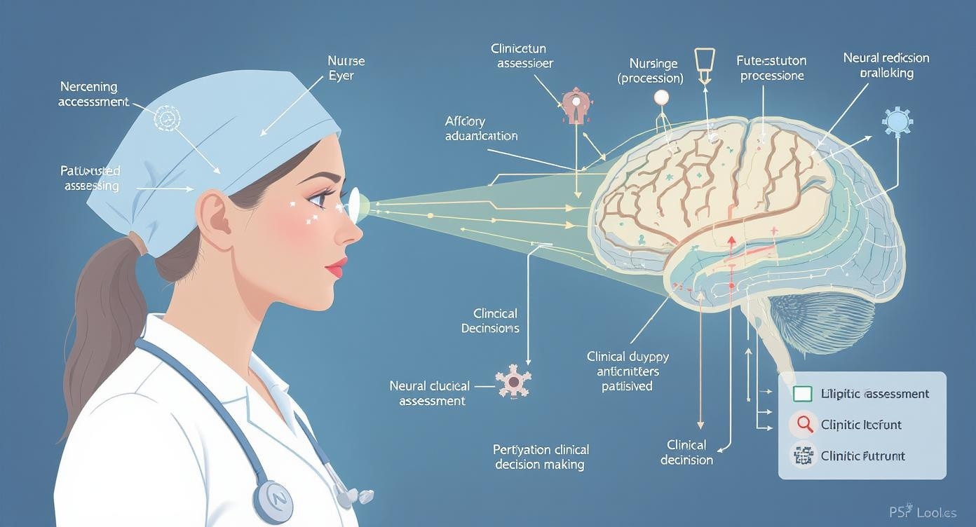 Medical illustration showing the process of perception in nursing care