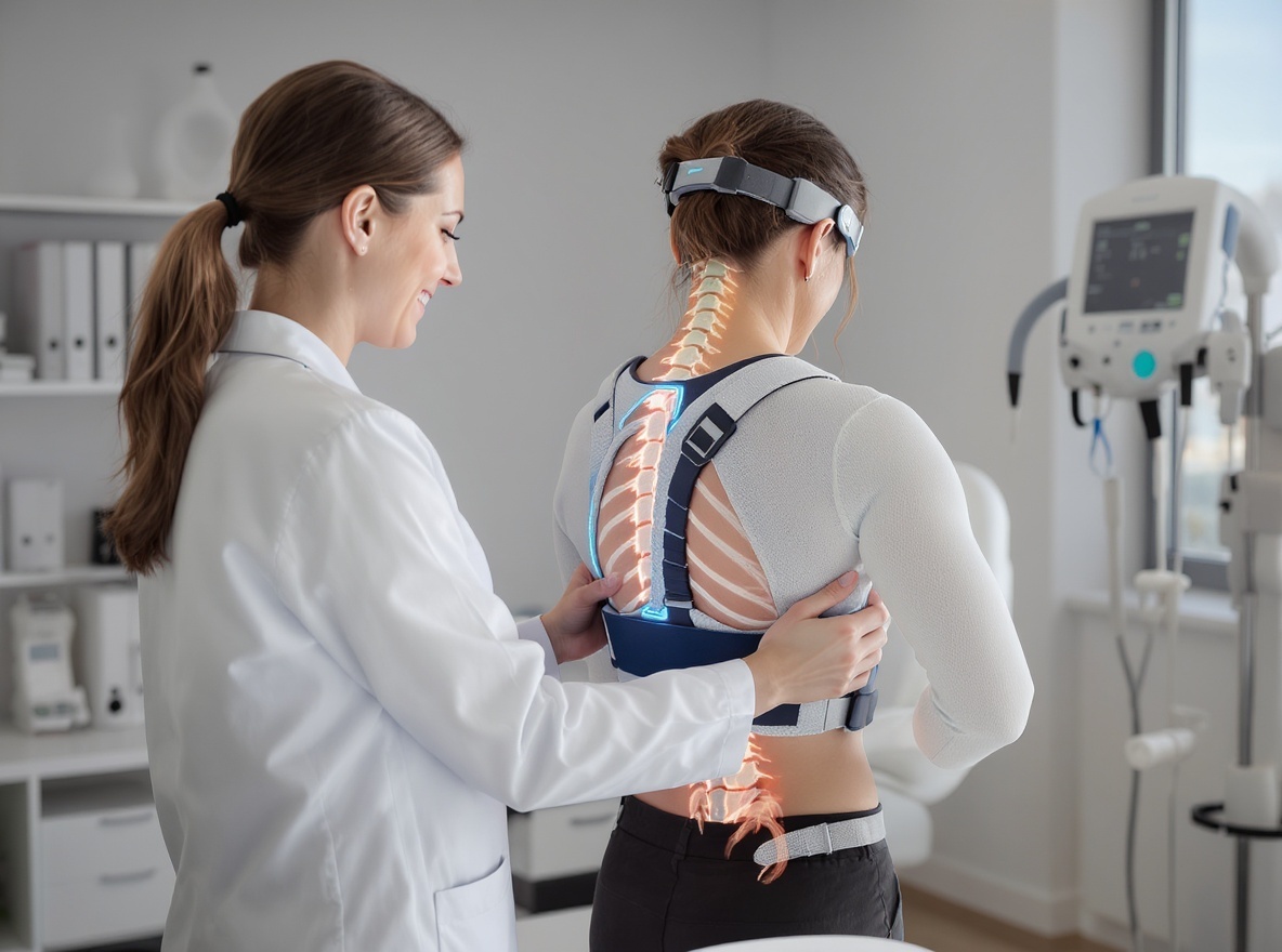 Doctor showing posture correction 2025