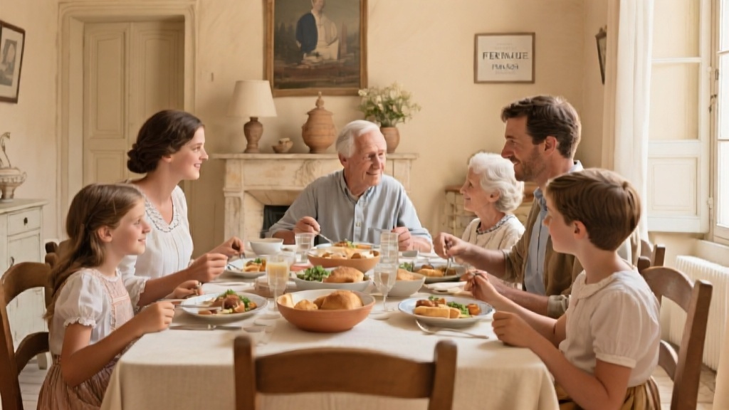 Traditions familiales françaises - Repas dominical en famille