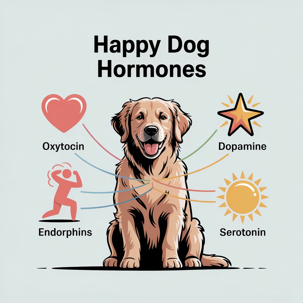 Infographic showing dog surrounded by hormone benefits