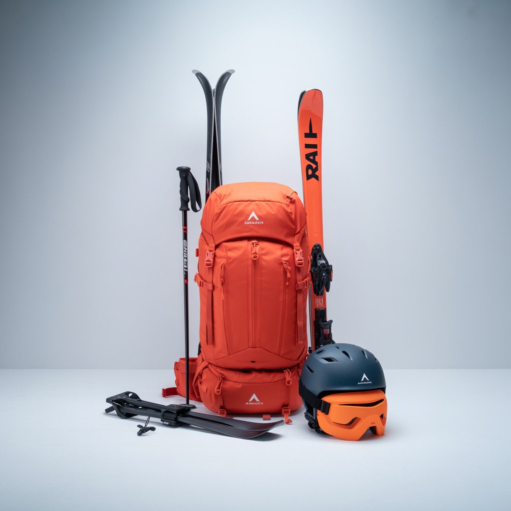 Professional ski backpacks and gear with avalanche safety features and equipment storage