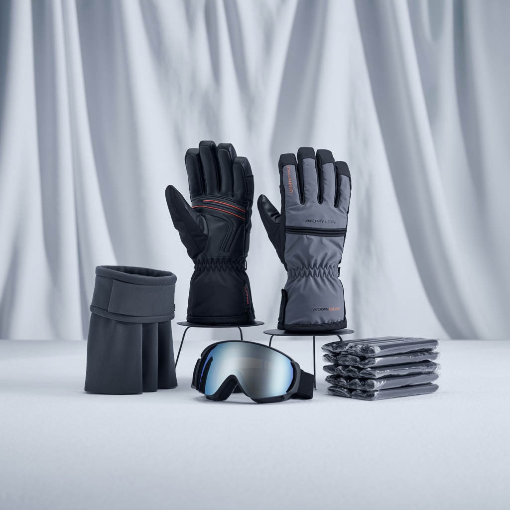 Technical ski gloves and accessories with waterproof membranes and PrimaLoft insulation