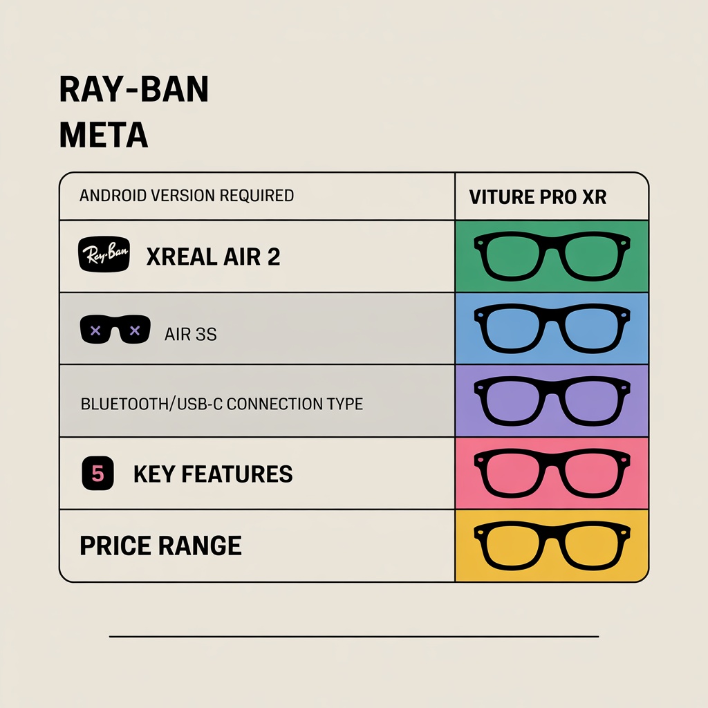Smart glasses brand Android compatibility comparison table