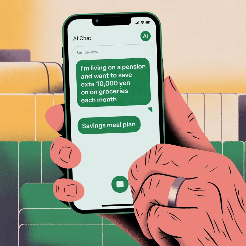 AIチャットでレシピを尋ねるスマホ画面