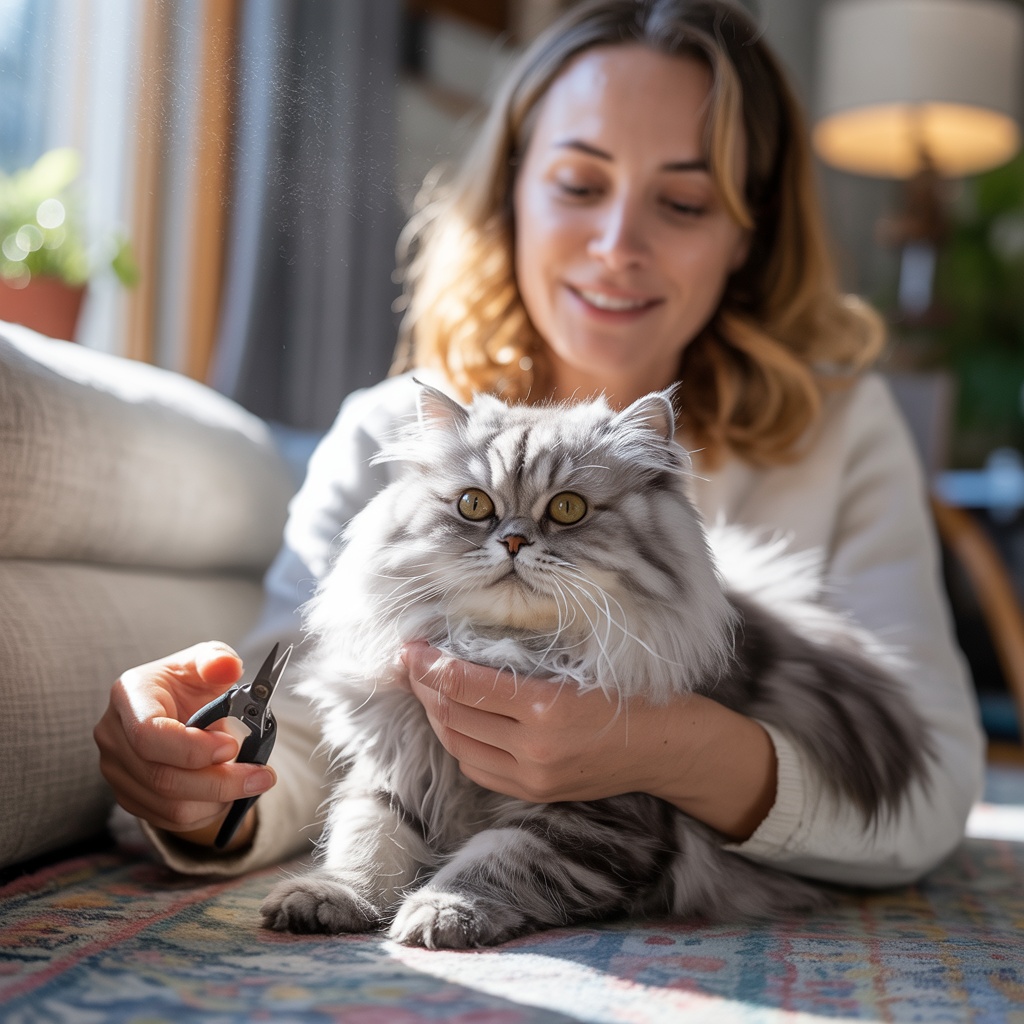 爪切りされる猫