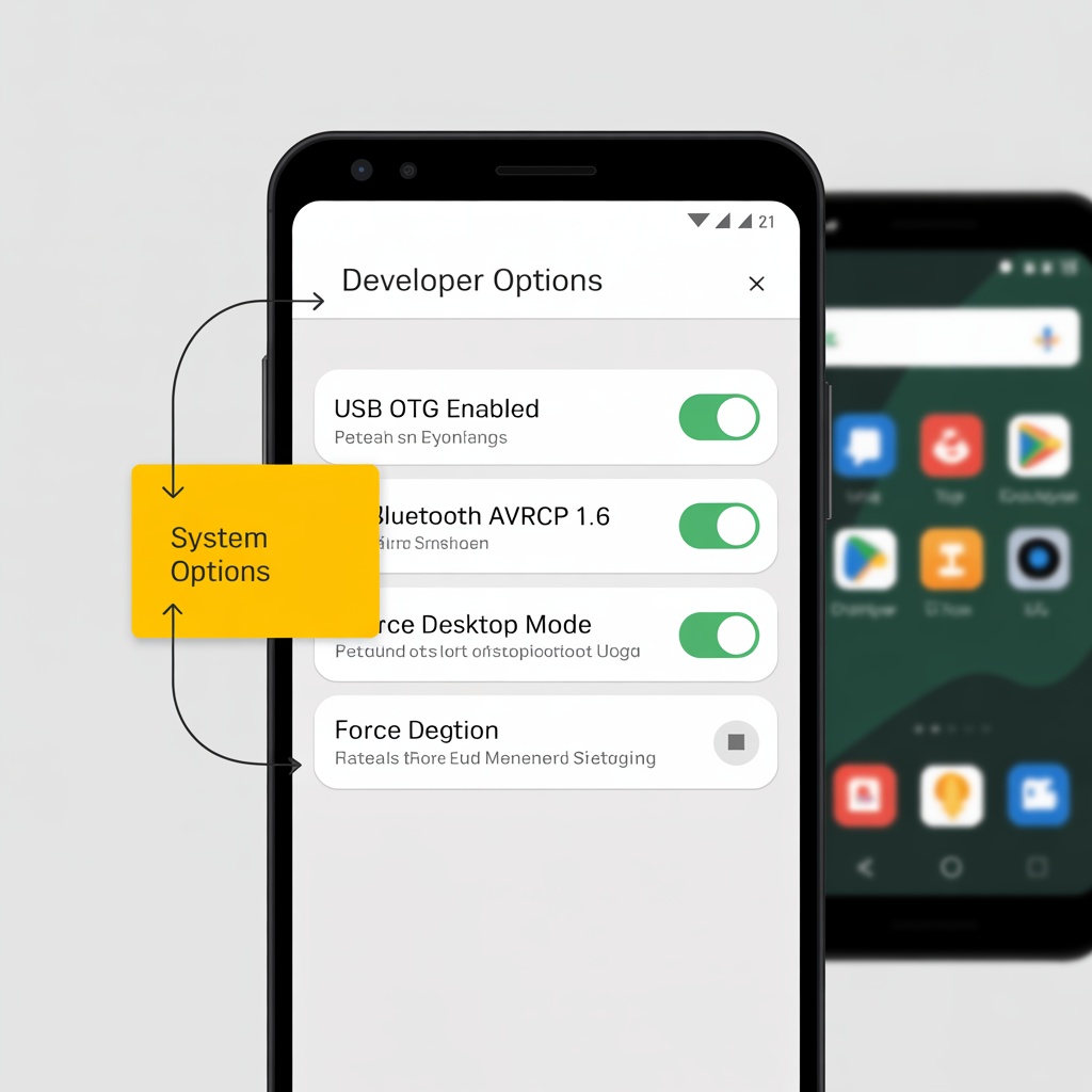 Android Developer Options settings for smart glasses optimization