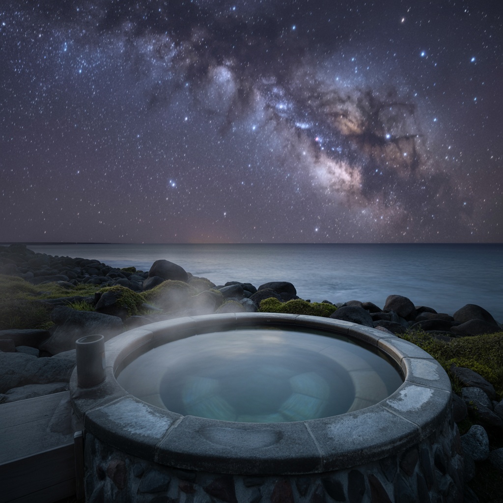 星空の下の露天風呂