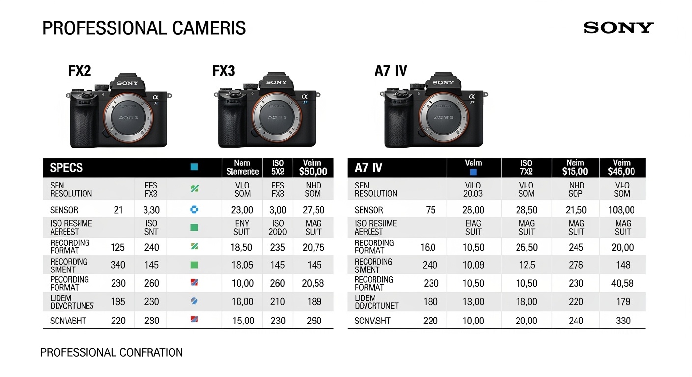 Sony FX2 vs FX3 vs A7 IV Comparison