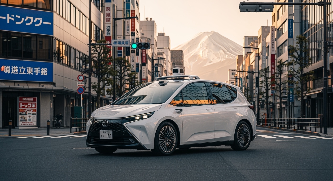 日本の街を走る自動運転タクシーのイメージ