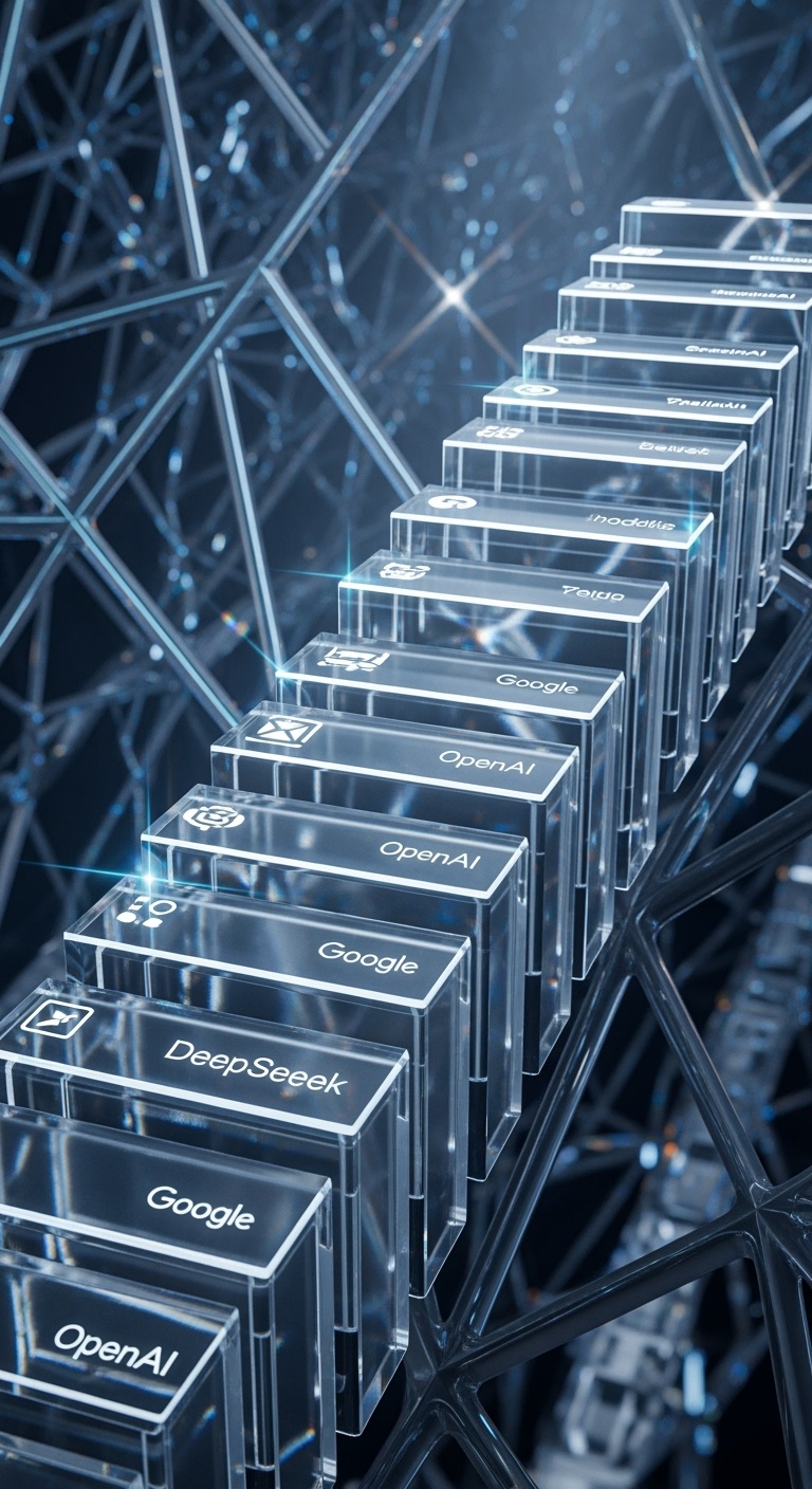Scala di cristallo rappresentante la competizione nei benchmark AI tra diversi modelli