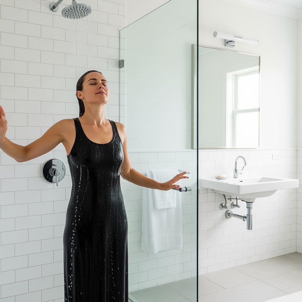 냉수욕을 하는 모습