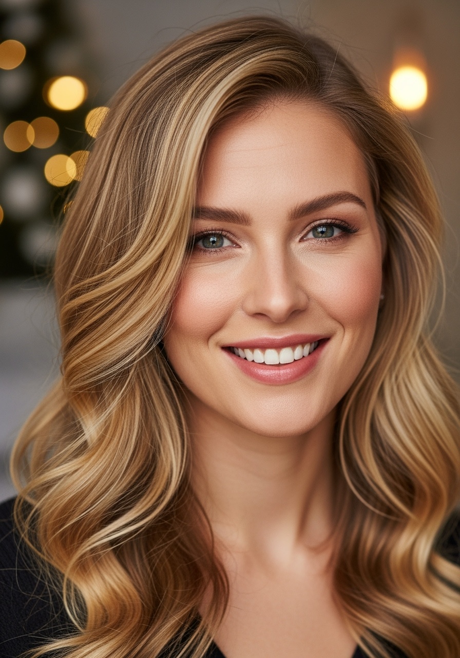 Golden Blonde Waves with Volume