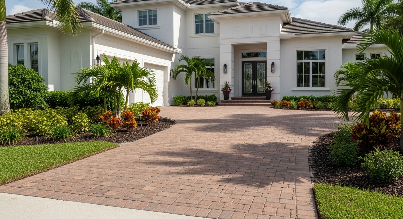 Beautiful driveway with premium pavers