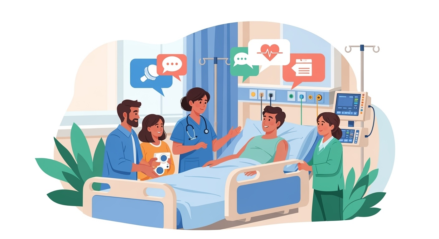 Professional nurse-patient communication illustration