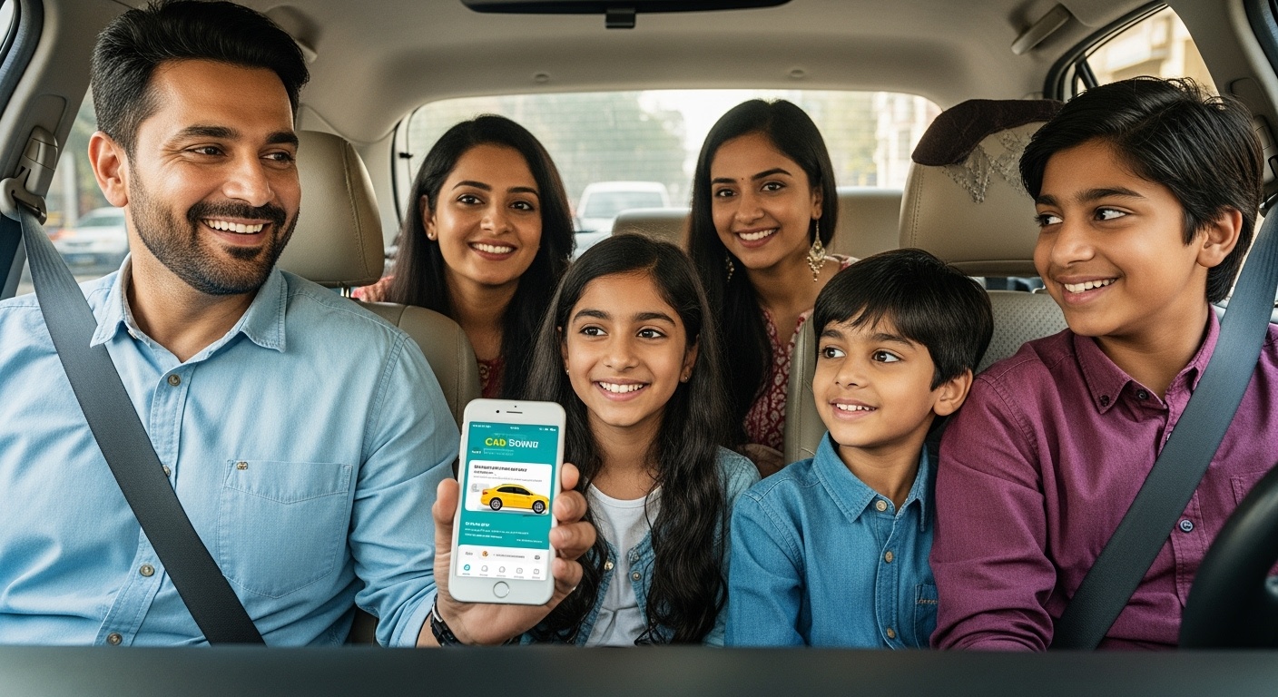 Happy customers using cab booking service