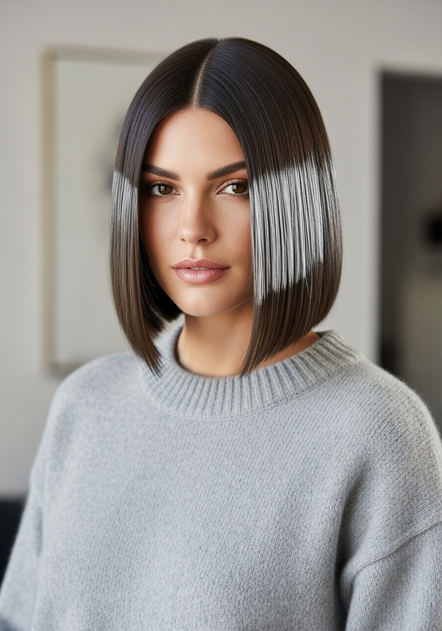 Chin-Length Sleek Glass Bob