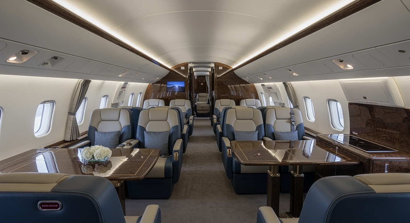 Premium Airbus Corporate Jet interior cabin – luxury ACJ aircraft charter experience