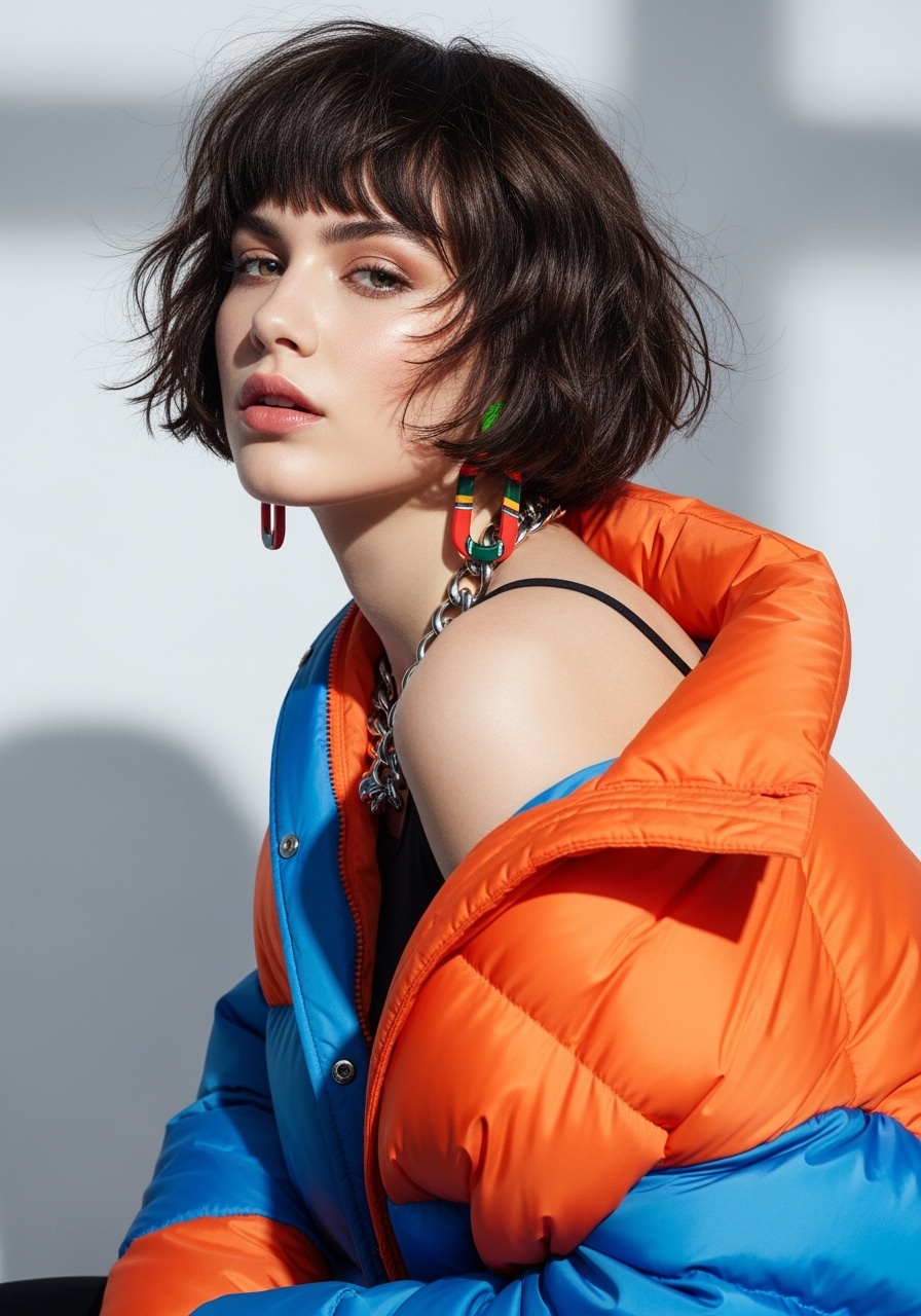 Brunette Bob with Choppy Fringe