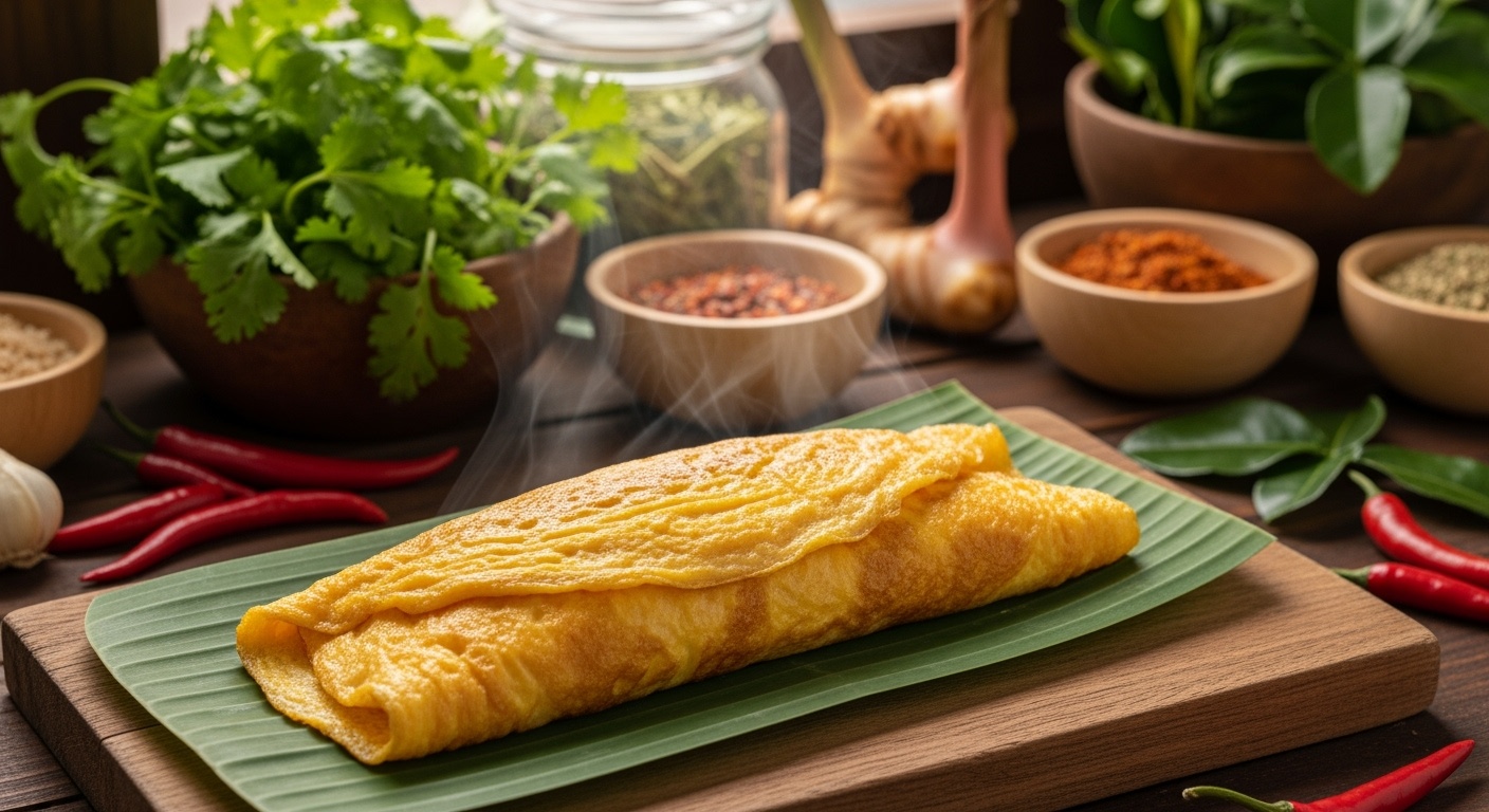 Beautiful Japanese-style tamagoyaki made in Thai kitchen