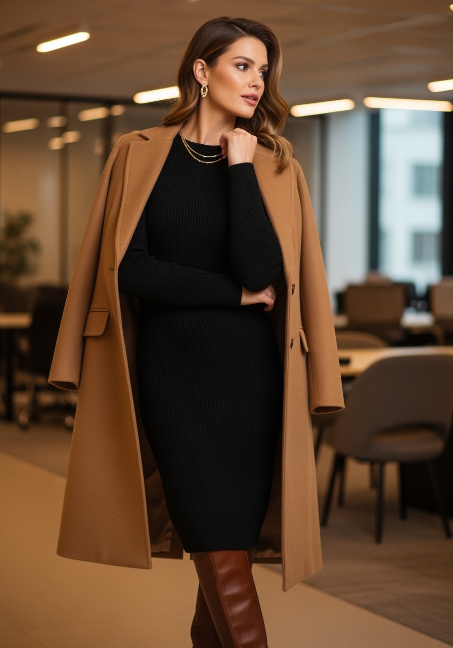 Camel Wool Coat Professional Look