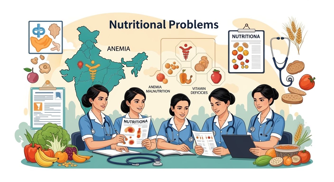 Nutritional Problems in India - Educational Illustration