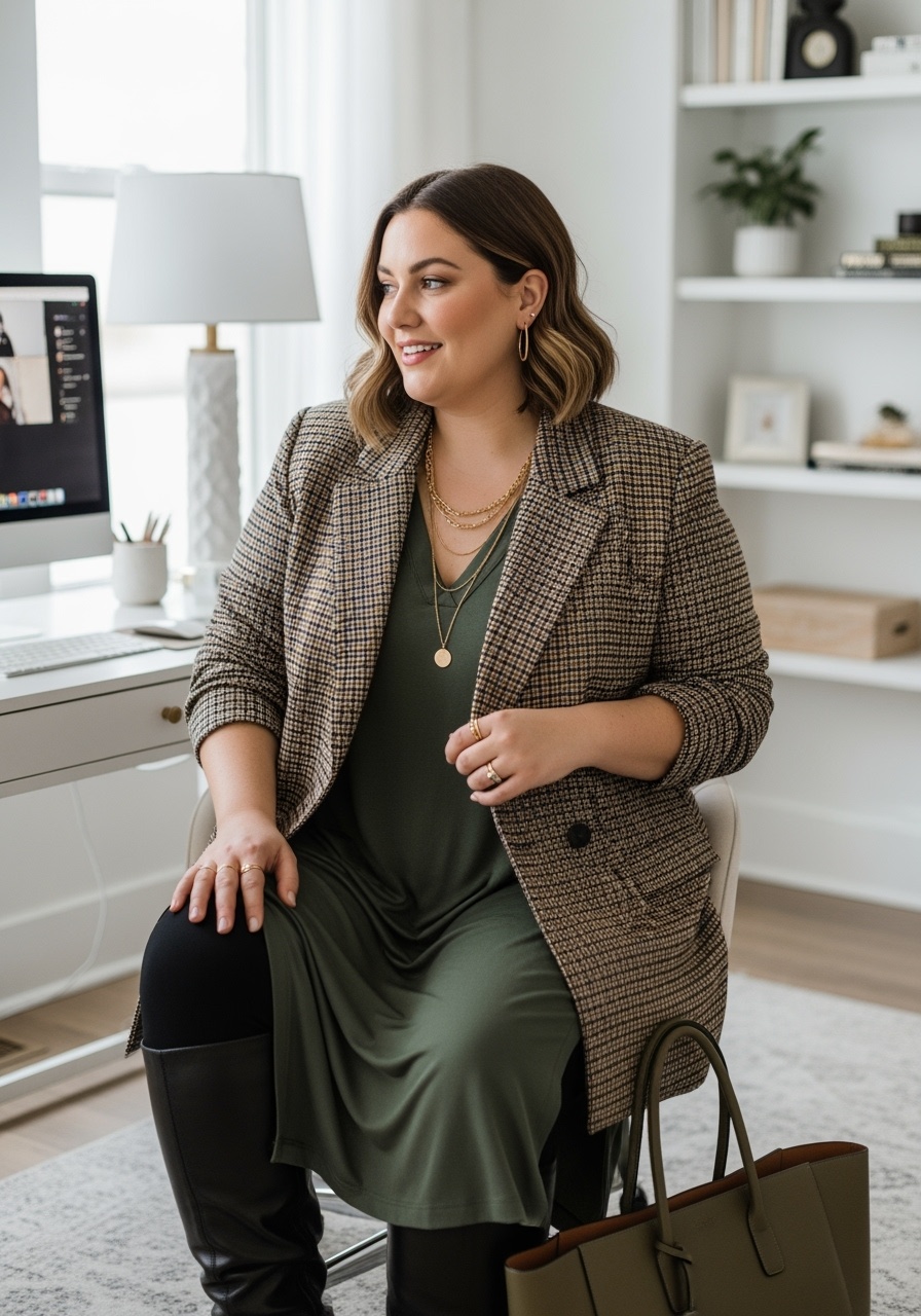 Oversized Plaid Work-From-Home Chic