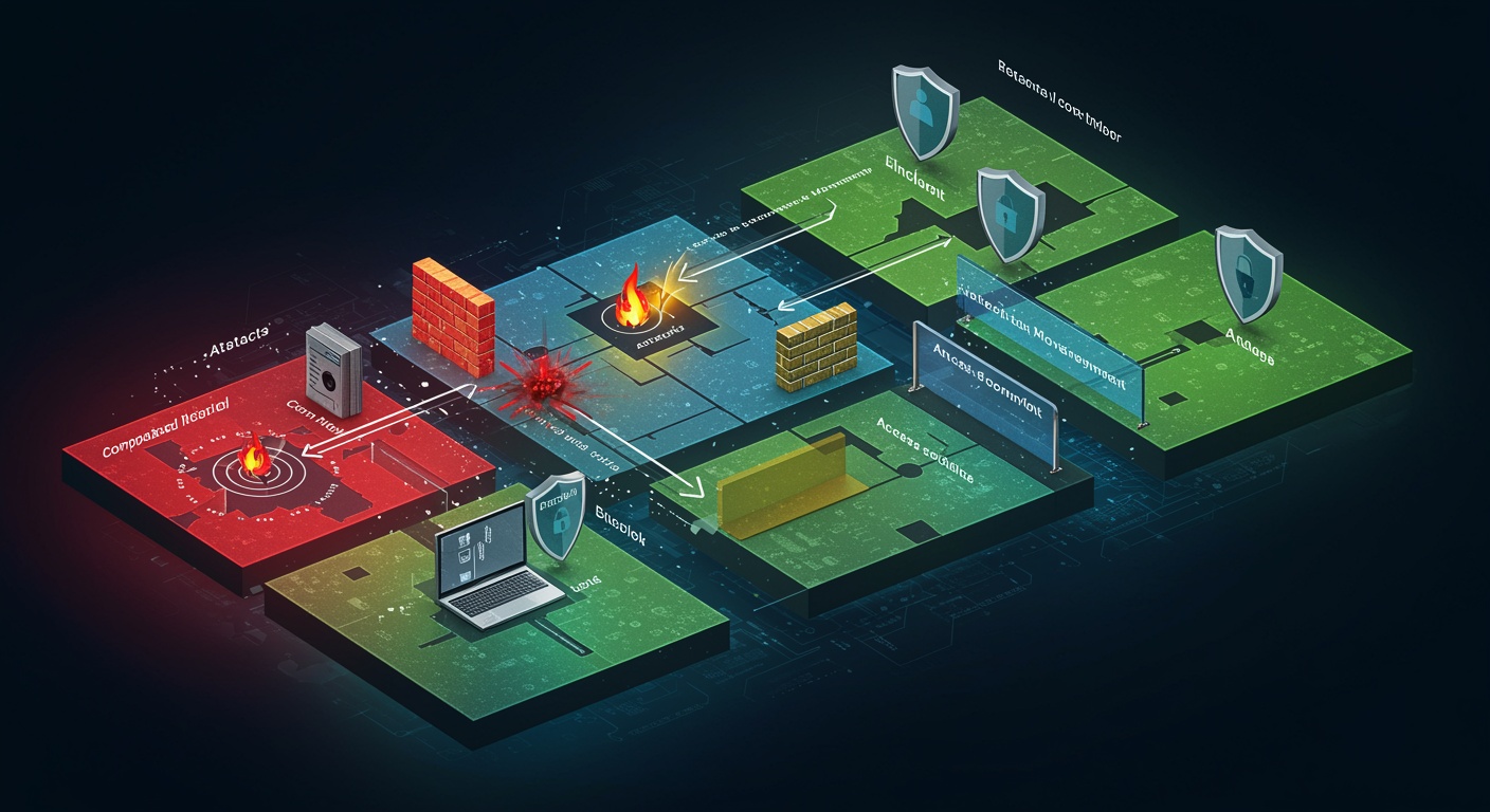 Ataque cibernético siendo contenido por segmentación de red
