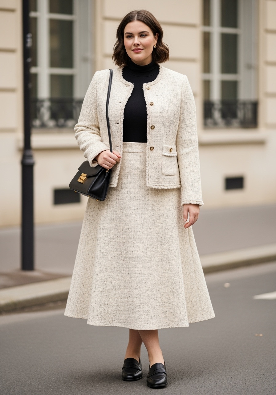 Cream Tweed Jacket and Skirt Set