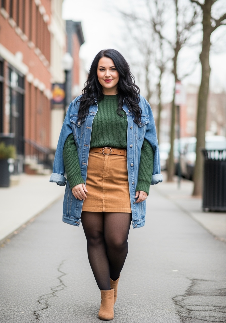 Camel Corduroy Mini Skirt