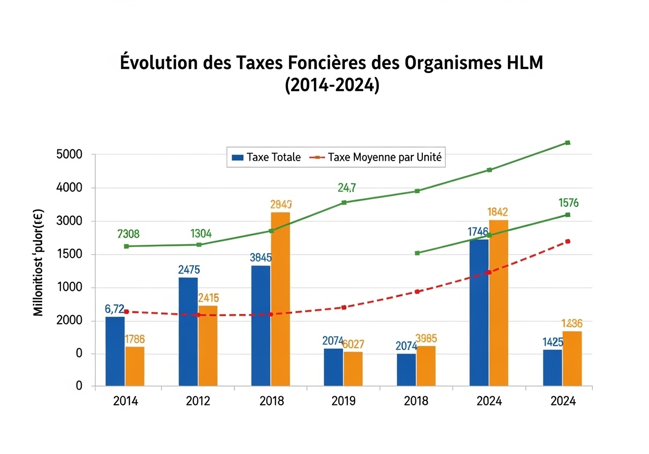 Graphique évolution taxe foncière HLM