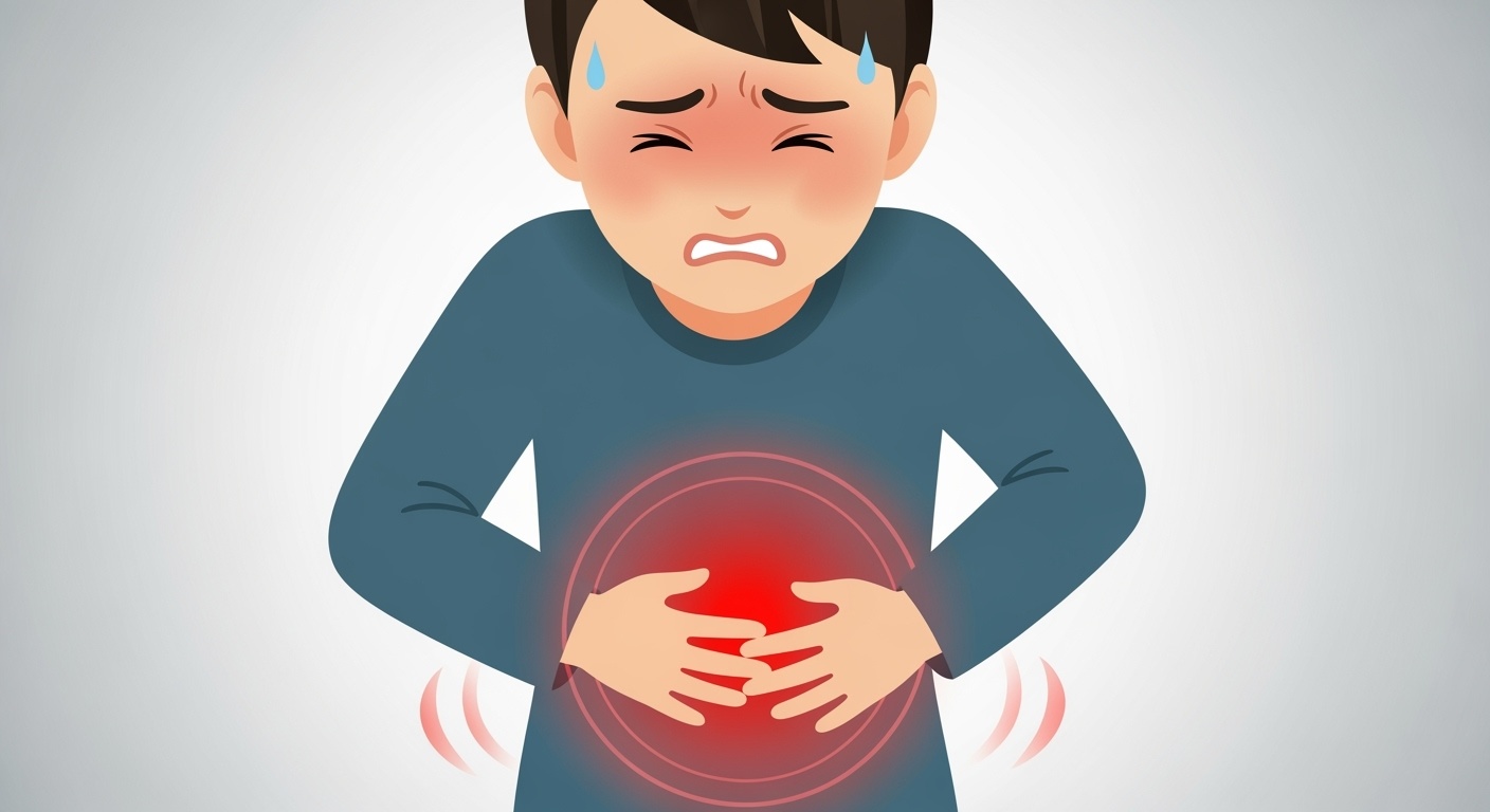 소화 불량으로 불편함을 느끼는 모습