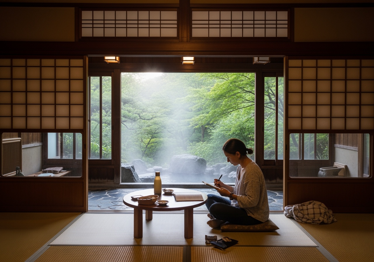 温泉リトリートでのジャーナリング