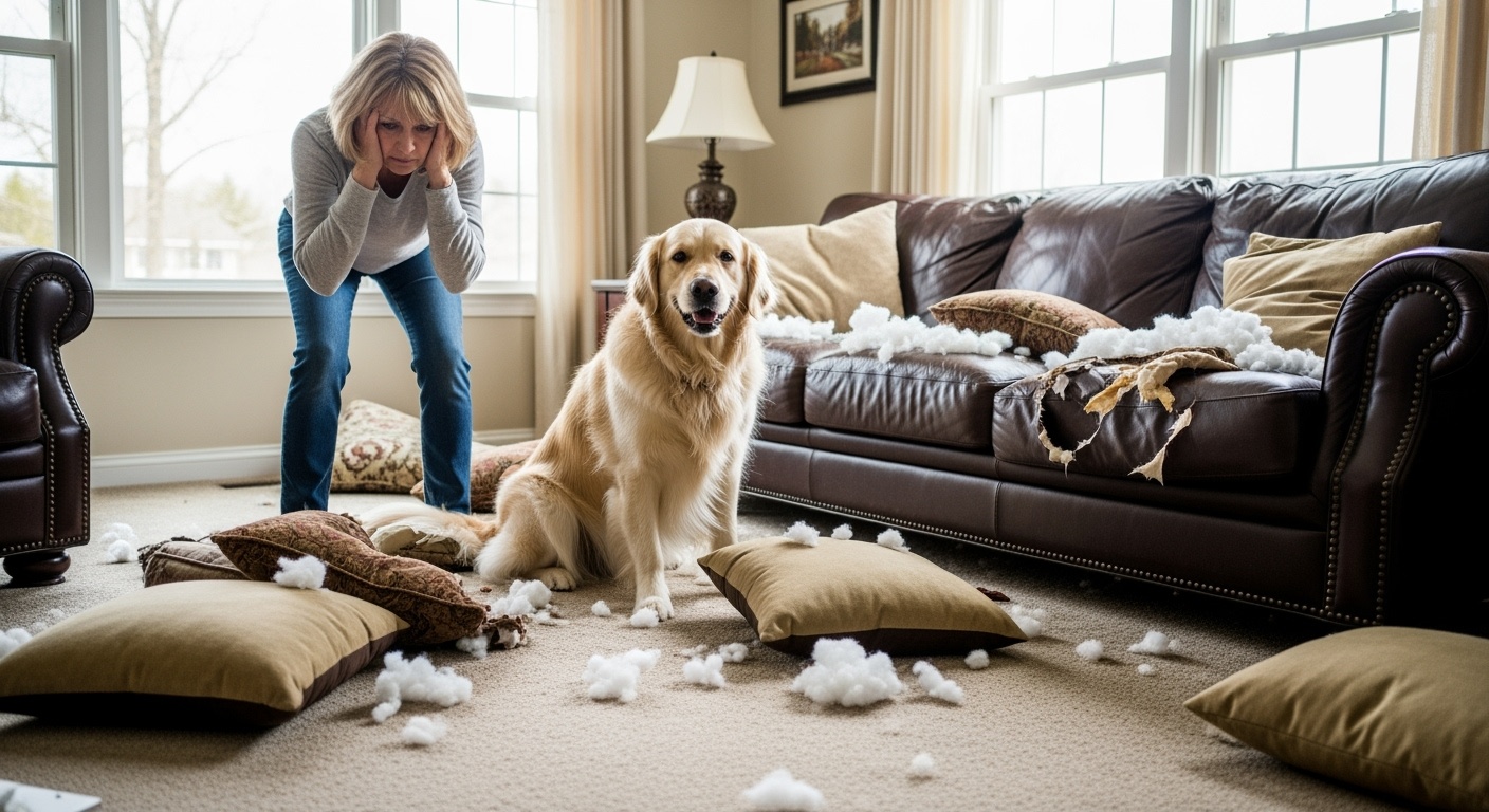 Destroyed home from destructive dog behavior