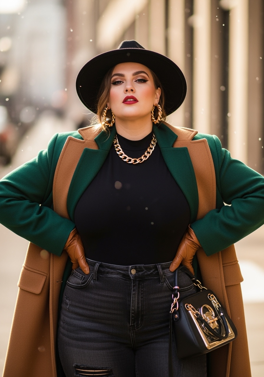 Ultra-fab baddie in layered strategic winter outfit